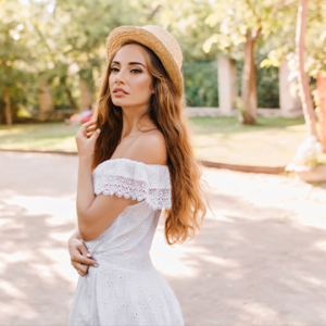 Frax Pro - Girl on White Dress with Beige Hat